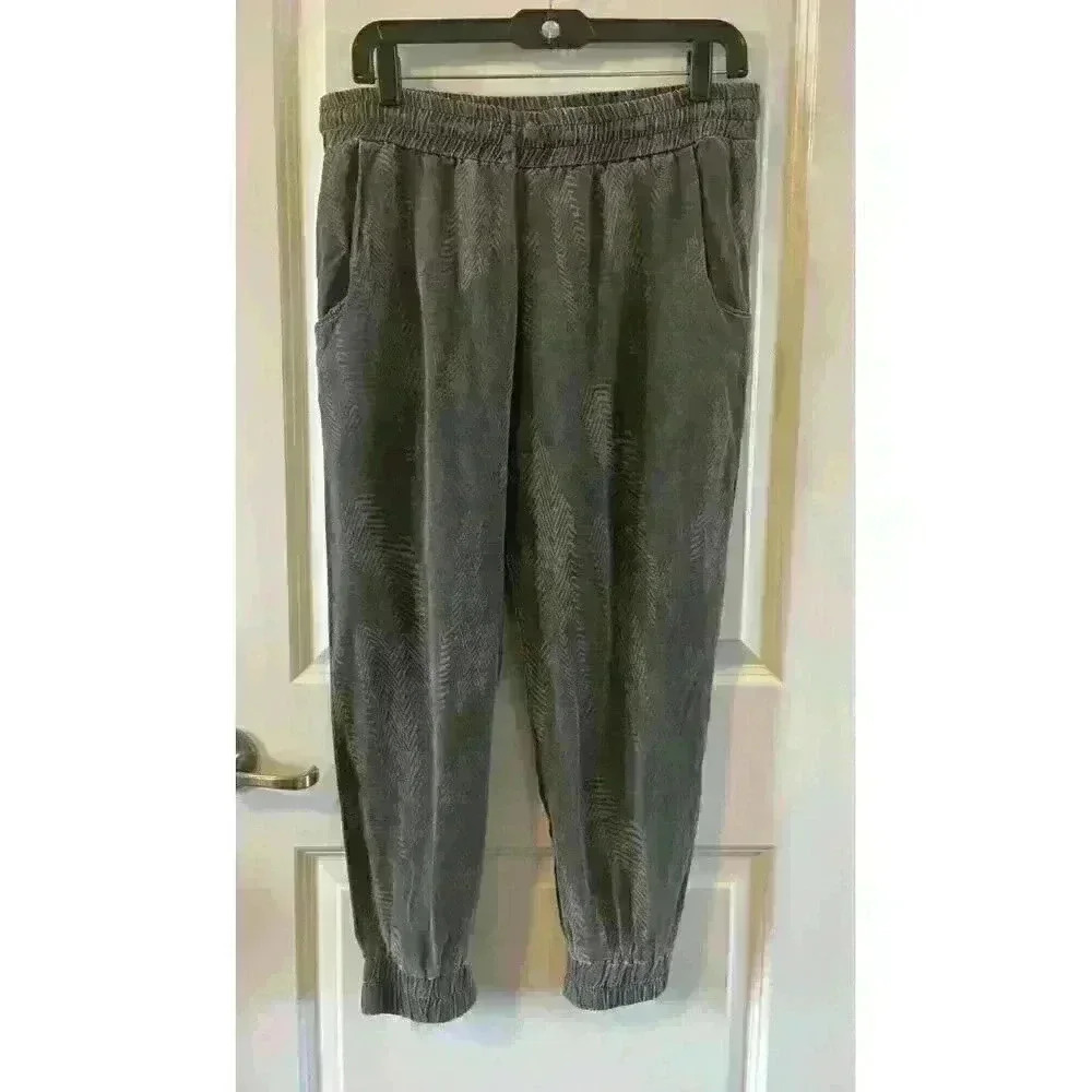 Anthropology Cloth & Stone Tencel Jogger black grey tread print Elastic Size M